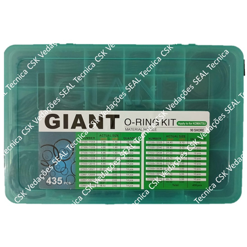 KIT ANEIS ORING NBR 90SH ESCAVADEIRA KOMATSU (435 PÇS) KIT ANEIS ORING NBR 90SH ESCAVADEIRA KOMATSU (435 PÇS)